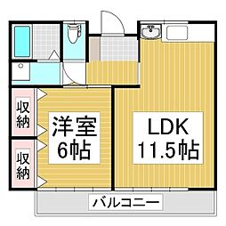 はなぶさハイツ1 1LDKの間取図画像