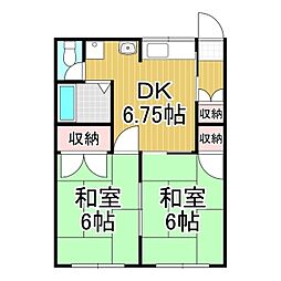 フレグランス・ナガタ2号棟 2DKの間取図画像