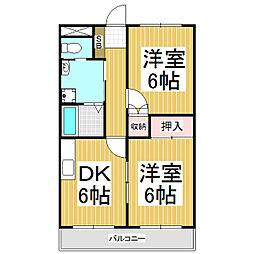 ハイツカノン 2DKの間取図画像