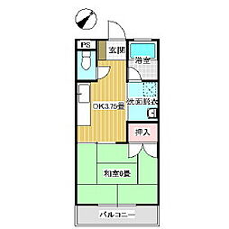 スカイハイツ岩見 1Kの間取図画像