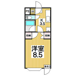 ピュアー・トップピラ 1Kの間取図画像