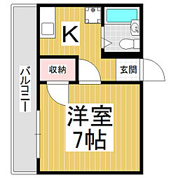 メゾンドヴエールα 1Kの間取図画像