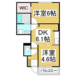 サニーウインドB 2DKの間取図画像