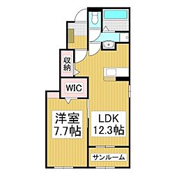 カーサ メヌエット 1LDKの間取図画像