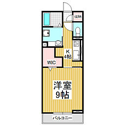 コンフォーティア箕輪A 1Kの間取図画像