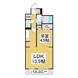 コンフォーティア南箕輪II A棟 1LDKの間取図画像