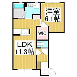 西町ボナールN 1LDKの間取図画像