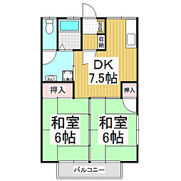 ハイツ中村 2DKの間取図画像