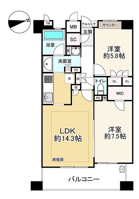 2LDK 間取り