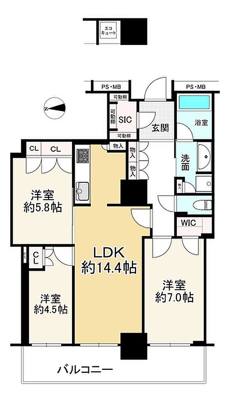 3LDK 間取り