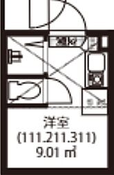 GARUNA OKUBO ワンルームの間取図画像