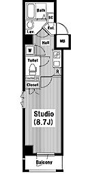 グランド・ガーラ南麻布 1Kの間取図画像