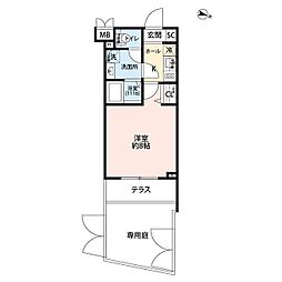 プレール・ドゥーク練馬2 1Kの間取図画像