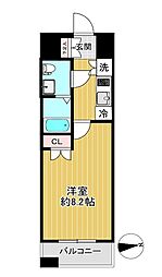 ヴィーダ・スカイコート品川 1Kの間取図画像
