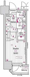 グランド・ガーラ立川 1Kの間取図画像
