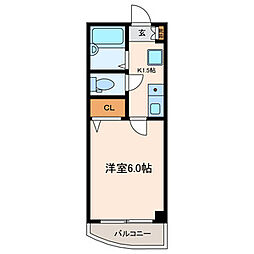 リビオンコート 1Kの間取図画像