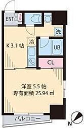 comodo 1Kの間取図画像