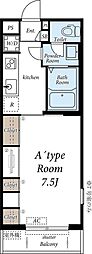 ガーデンfuku 1Kの間取図画像