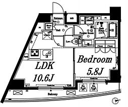 AXAS品川戸越 1LDKの間取図画像