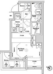 アクサス東十条アジールコート ワンルームの間取図画像