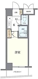 クレアシオンイチガヤニシ 1Kの間取図画像