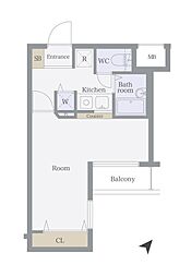 ロイヤルガーデン品川 1Kの間取図画像