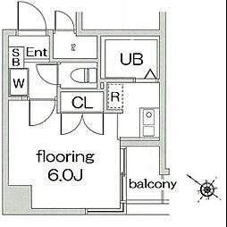 グランヴァン水天宮 1Kの間取図画像