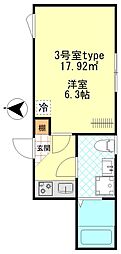 ベルフラッツ東武練馬 1Kの間取図画像