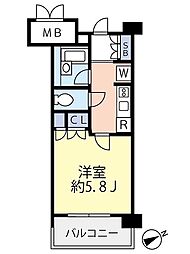 グランヴァン王子 1Kの間取図画像