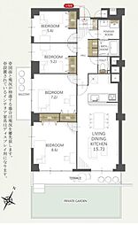 高尾スカイハイツ 4LDKの間取図画像