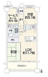 ライオンズヒルズ日野中央公園 2SLDKの間取図画像
