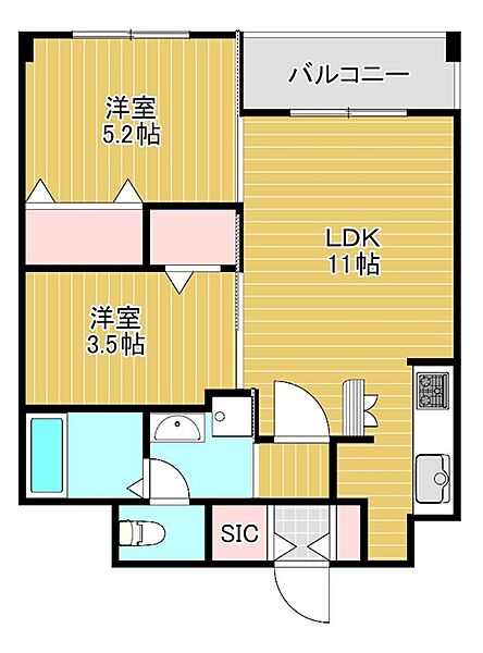 大阪府大阪市東成区大今里１丁目(賃貸マンション2LDK・6階・43.83㎡)の写真 その2