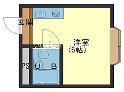 ロイヤル神路3 ワンルームの間取図画像