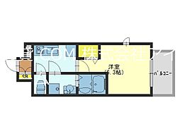 エスリード大阪セントラルアベニュー 1Kの間取図画像