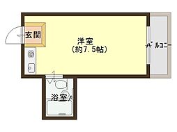 グランドハイツ東小橋 ワンルームの間取図画像