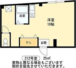 友井レジャービル中田 ワンルームの間取図画像