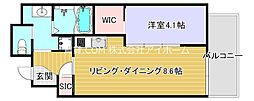アドバンス上町台シュタット 1LDKの間取図画像