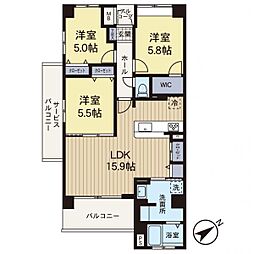 ベルドゥムール海老名弐番館 3LDKの間取図画像