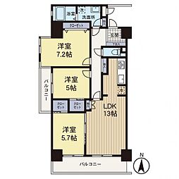サーパス海老名 3LDKの間取図画像
