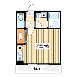 ファーストガーデン相武台 1階ワンルームの間取り