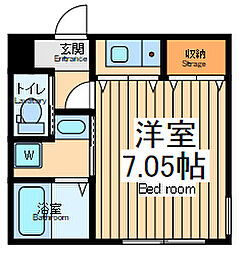 JR横浜線 橋本駅 徒歩8分の賃貸アパート 1階ワンルームの間取り