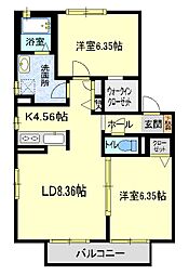 メゾンサンライズ 2LDKの間取図画像
