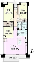 クレストフォルム蓮根城北公園 3LDKの間取図画像