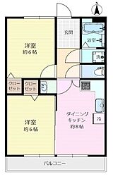 赤羽ハイコーポ 2DKの間取図画像