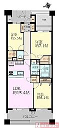 ライオンズヴィアーレ浮間公園 3LDKの間取図画像