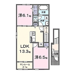 ｓｏｒａ 2階2LDKの間取り