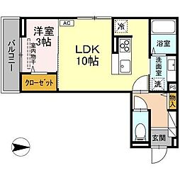 Ｊ-Ｒｏｏｍ妃　VII番館　屋代駅前 205 2階1LDKの間取り