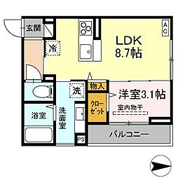 Ｊ-Ｒｏｏｍ妃　VII番館　屋代駅前 301 3階1LDKの間取り