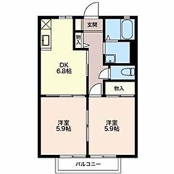 フレグランス久葉 2DKの間取図画像