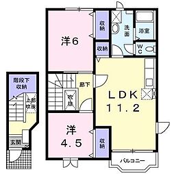 ソレアード 2LDKの間取図画像